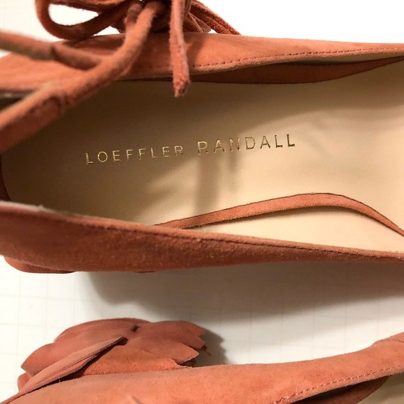 NWT Loeffler Randall pink suede leather ruffled block heel Clea pump - Picture 10 of 12